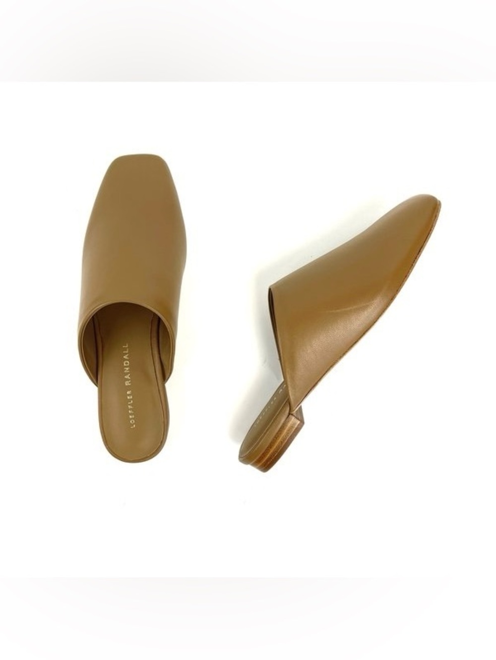 Loeffler Randall Jori Safari Flats Tan Brown Leather Mule Slides Quiet Luxury